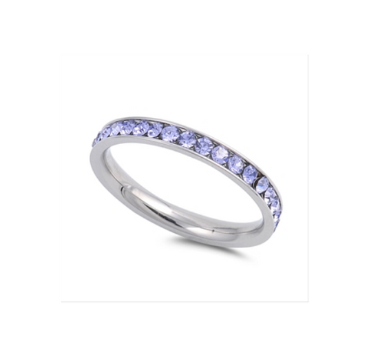 Children's Rings - Surgical Steel Rings with Lavender CZ Size 4