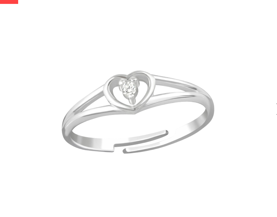 Children's Rings:  Sterling Silver Heart with CZ Rings Size 4.5