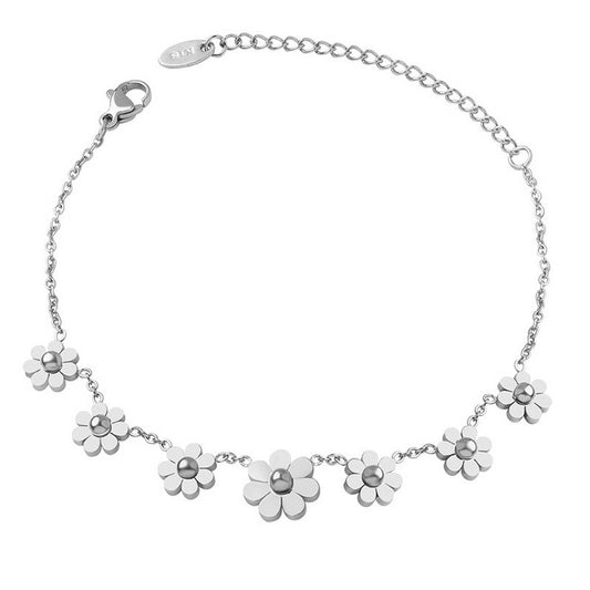 Children's, Teens' and Mothers' Bracelets/Anklets:  Steel Flower Bracelets Ages 5 - Adult