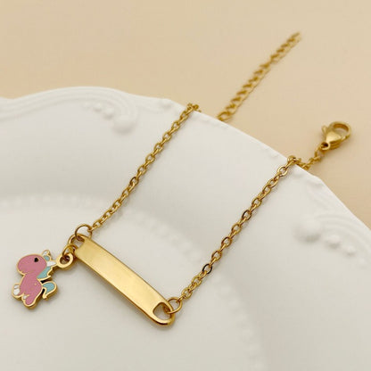 Children's Bracelets:   Steel with Gold IP ID Bracelets with Little Deer Charm