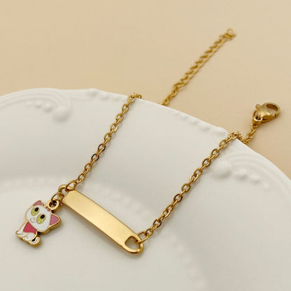 Children's Bracelets:   Steel with Gold IP ID Bracelets with Little Deer Charm