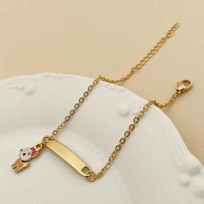 Children's Bracelets:   Steel with Gold IP ID Bracelets with Pony Charm