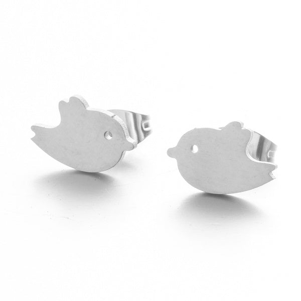Children's Earrings:  Surgical Steel, Gold IP Baby Bird Earrings with Push Backs
