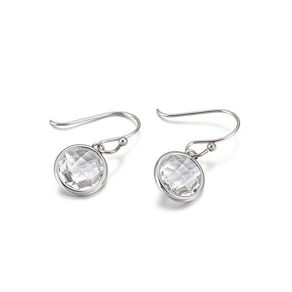 Mothers' and Teens' Earrings:  Titanium Aquamarine CZ Hook Earrings