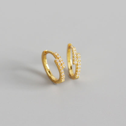 Children's Earrings:  Sterling Silver Cross-Over CZ Huggie Hoops