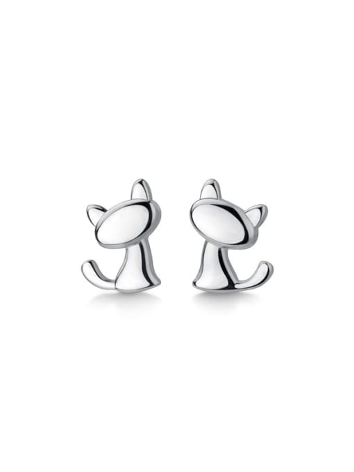 Children's Earrings:  Sterling Silver Kitty-Cat Earrings