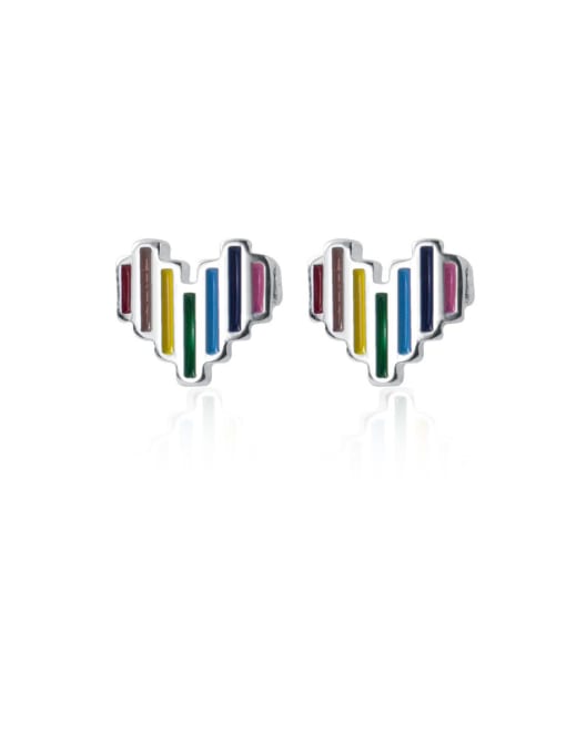 Baby and Children's Earrings:  Sterling Silver Colourful Heart Earrings - Age 1 - 7