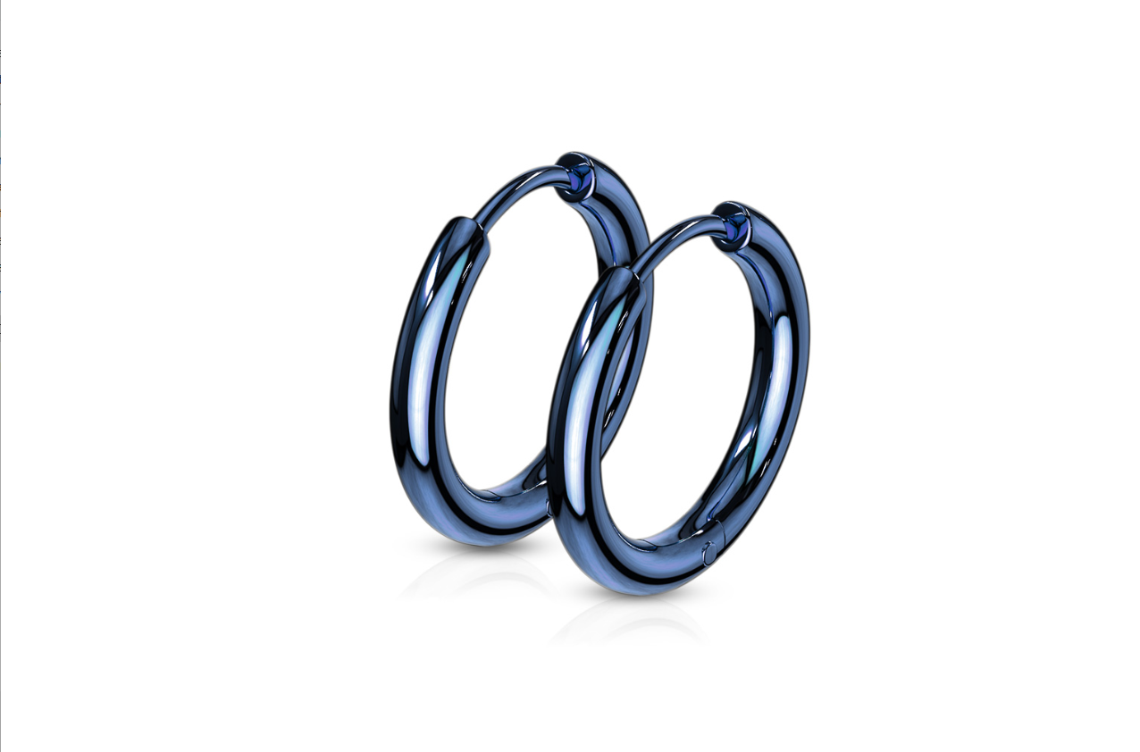 Children's Earrings:  Surgical Steel, Blue IP Surgical Steel Hoops - 10mm