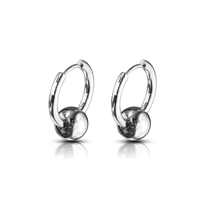 Children's, Teens' and Mothers' Earrings:  Surgical Steel Hoops with Floating Ball