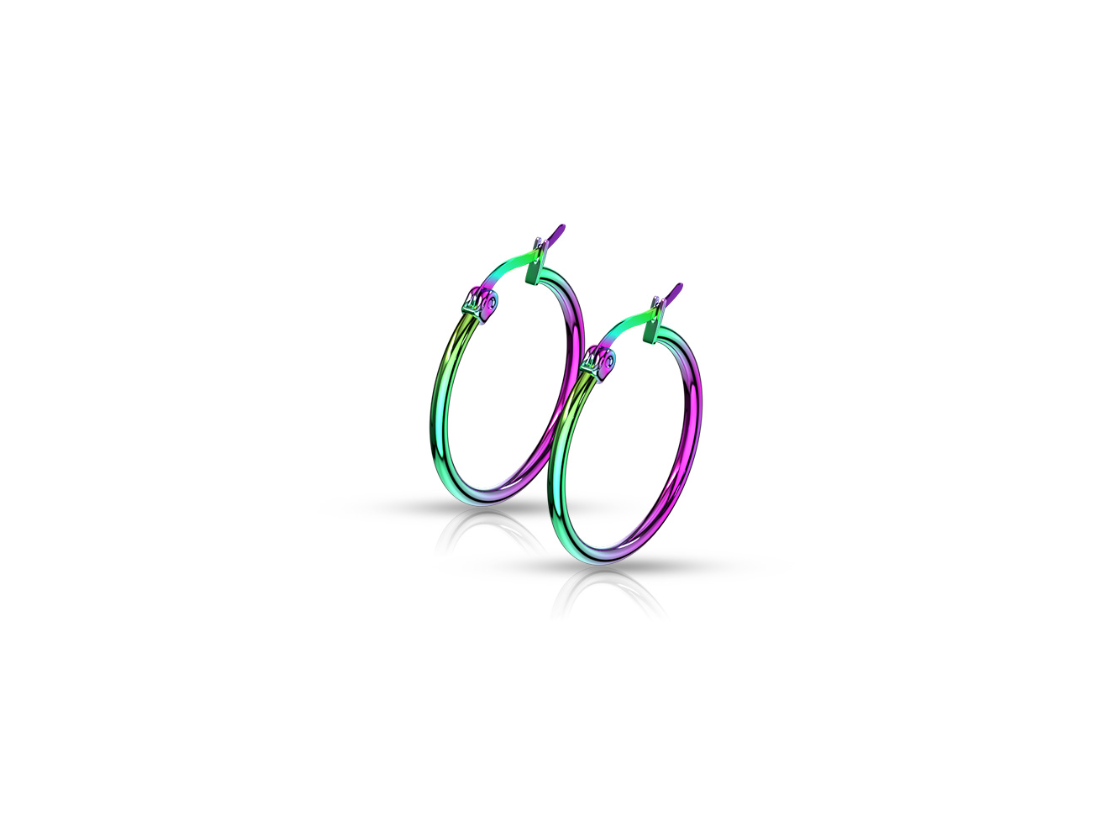 Children's Earrings:  Surgical Steel Gold IP Hinged Hoops 10mm