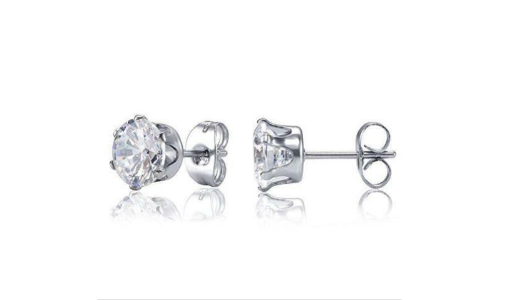 Children s Earrings Surgical Steel AAA Clear CZ Studs 4mm Baby
