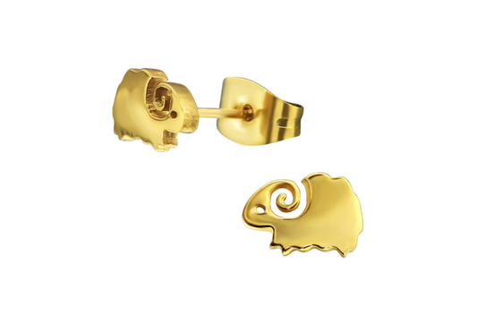 Children's Earrings:  Surgical Steel Gold IP Woolly Sheep Earrings