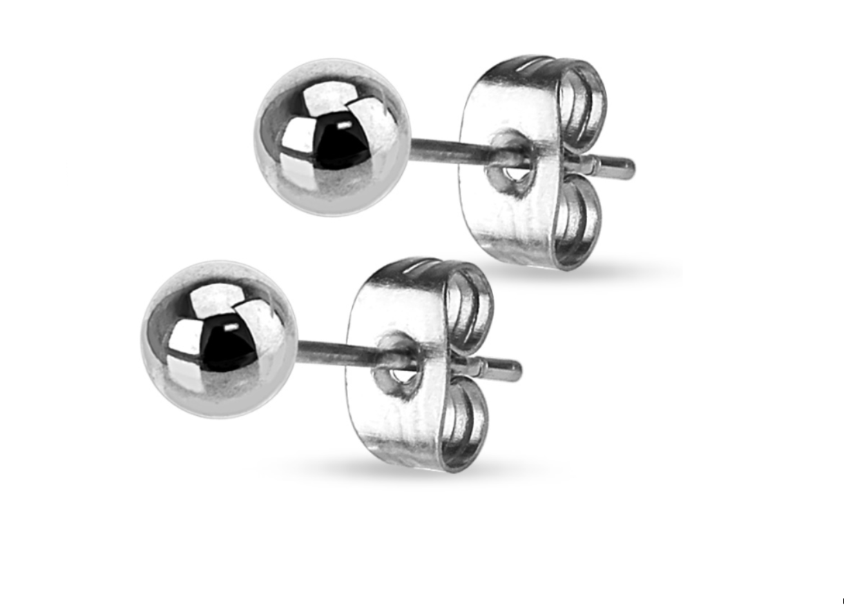 Children's Earrings:  Anodised (Rainbow) Surgical Steel 4mm Ball Studs