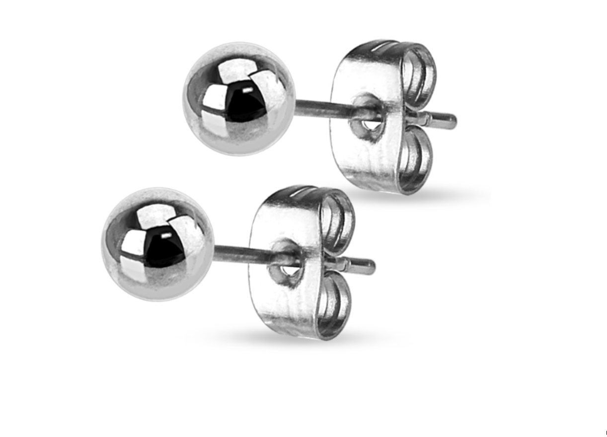 Children's Earrings:  Surgical Steel Rose Gold IP, 4mm Ball Studs