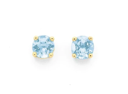 Children's, Teens' and Mothers' Earrings:  9k Gold Topaz Stud Earrings 5mm with Gift Box