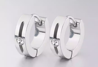 Children's, Teens' and Mother's Earrings:  Titanium with Gold IP Huggies with CZ