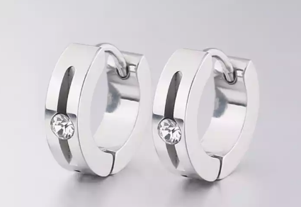 Children's, Teens' and Mother's Earrings:  Titanium Huggies with CZ
