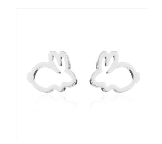 Baby and Children's Earrings: Surgical Steel Open Bunny Rabbits