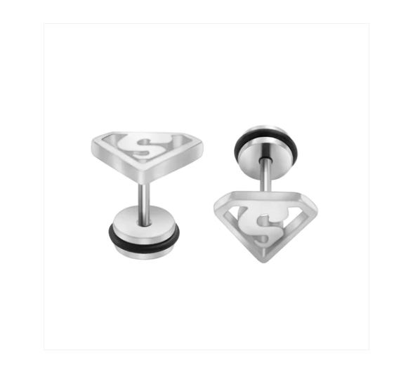 Childrens' and Teens' Earrings:  Surgical Steel Super Hero Earrings with Easy Grip Screw Backs