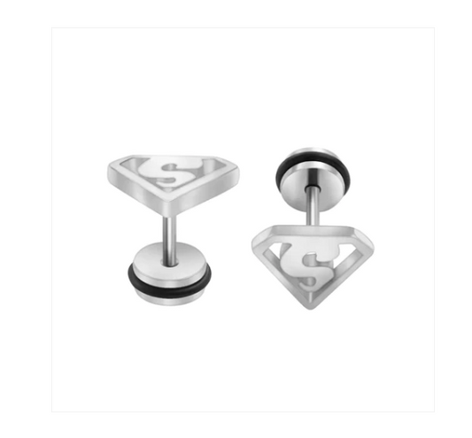 Childrens' and Teens' Earrings:  Surgical Steel Super Hero Earrings with Easy Grip Screw Backs