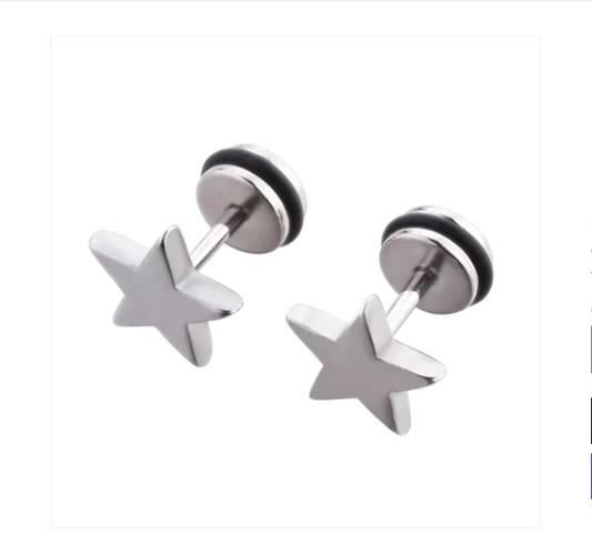 Children's Earrings:  Surgical Steel Simple Stars with Easy Grip Screw Backs