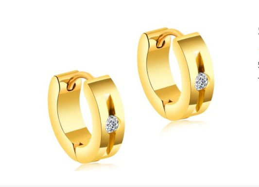 Children's, Teens' and Mother's Earrings:  Titanium with Gold IP Huggies with CZ