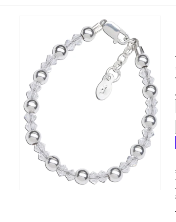 Baby Bracelets:  Sterling Silver, Swarovski Crystals, Newborn - 18 Months