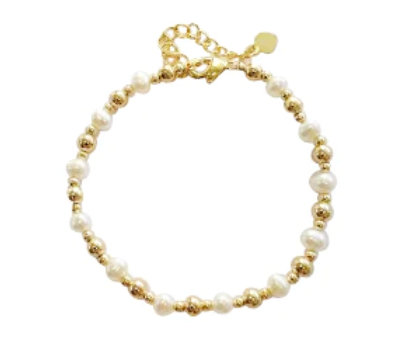 Children's Bracelets:  18k Gold Filled, Freshwater Pearl Bracelets 14cm + Extension. Age 1 - 5 with Gift Box