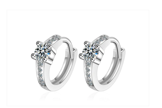 Children's, Teens' and Mothers' Earrings:  Sterling Silver Huggies Solitaire CZ