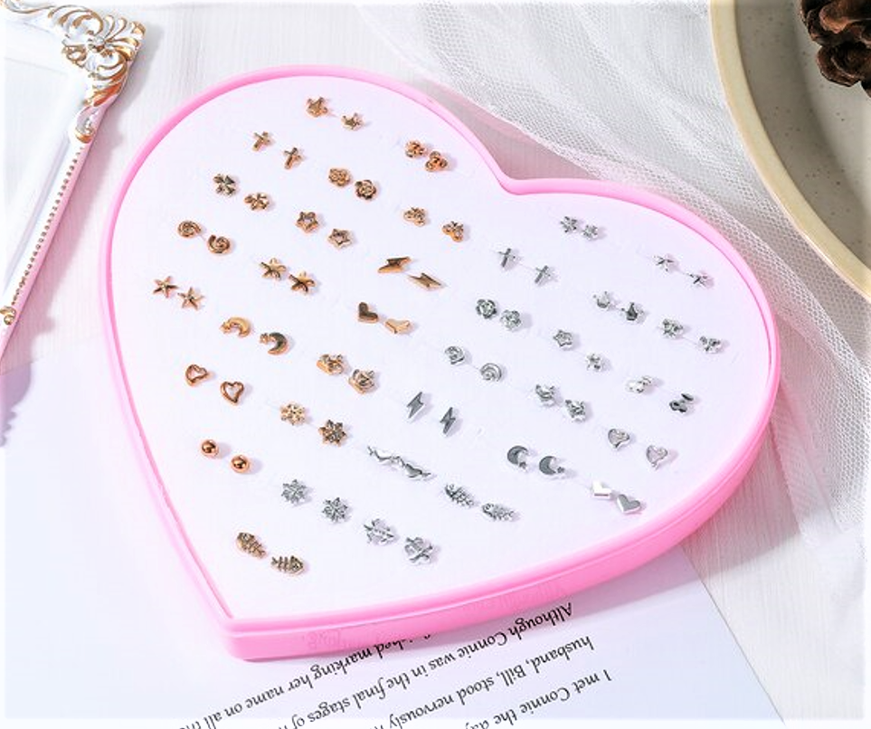 Children's Earrings:  Gift Box of 36 Pairs of Earrings - A Special Buy