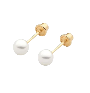 Children's Earrings:  14k Gold, 4.5mm Cultured Freshwater Pearl Screw Back Earrings