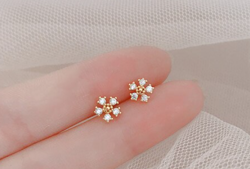 Children's Earrings:  Fairy Kisses Earrings with Push Backs - Snowflake Flowers