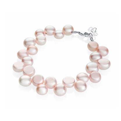 Children's Bracelets:  Sterling Silver, Pink Freshwater Coin Pearls, bracelet for Girls 1 - 3 (Small) with Gift Box