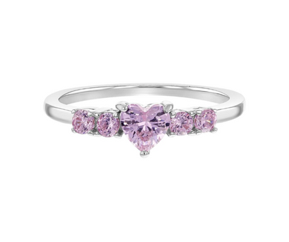 Children's sterling silver pink cz heart ring featuring a heart-shaped pink CZ, size 3, perfect for little girls.