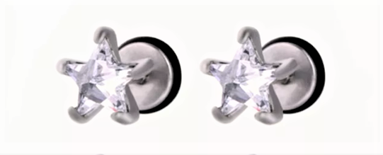Children's, Teens' and Mothers' Earrings:  Surgical Steel, Clear CZ Stars with Easy Grip Screw Backs