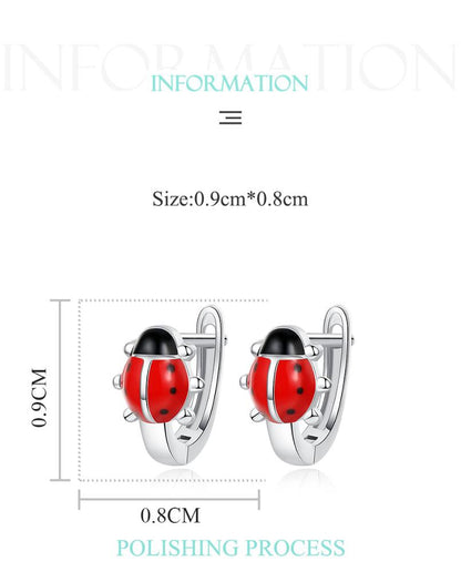 Children's Earrings:  Sterling Silver Ladybug Huggies