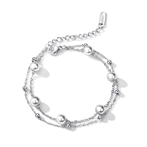 Children's Bracelets/Anklets:  Titanium Double Strand Pearl/Ball Bracelets/Anklets with Gift Box