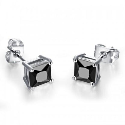 Teens' and Mother's Earrings:  Surgical Steel Classic Princess Cut Clear CZ Studs