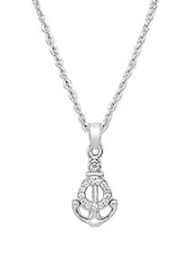 Children's and Teens' Necklaces:  Sterling Silver CZ Anchor Necklaces 16 - 18" chain