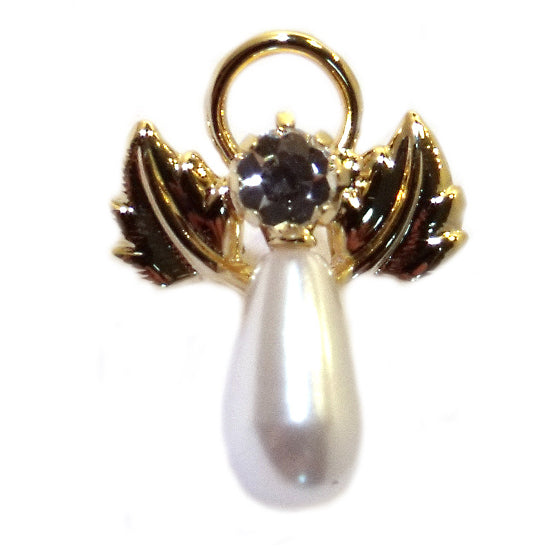 Baby Pins and Mothers' Pins:  Austrian Crystal/Pearl Angel Pin