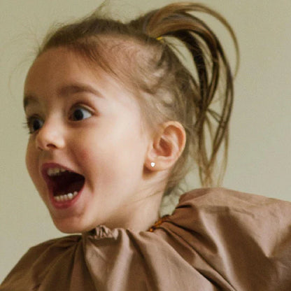 Baby Earrings:  Sterling Silver Hearts with Central Pink CZ - Newborn - 18 months