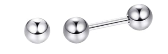 Children's Earrings:  Surgical Steel Reversible Ball Studs with Ball Screw Backs 4mm