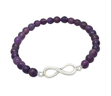 Teens' and Children's Bracelets:  Sterling Silver Infinity on Genuine Amethyst Ball Bracelets