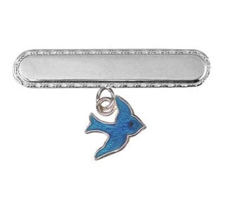 Baby Brooches:  Sterling Silver Blue Bird of Happiness Baby Brooches with Gift Box