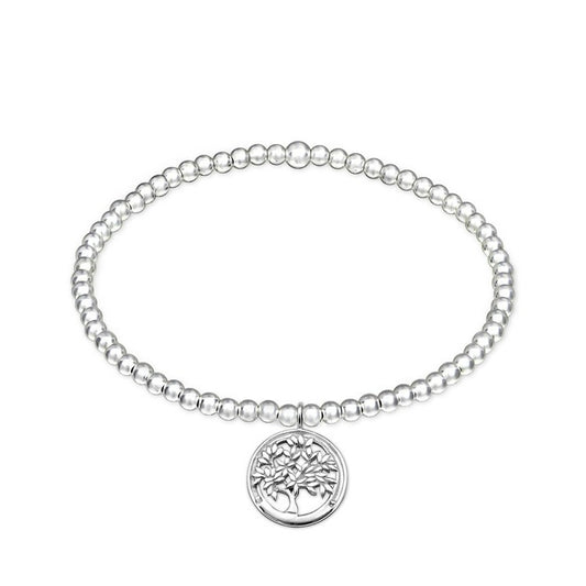 Children's Bracelets:  Sterling Silver Ball Bracelets with Tree of Life Charm