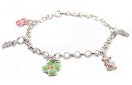 Baby and Children's Charm Bracelets:  Sterling Silver with Enameled Bears and Flowers Charms