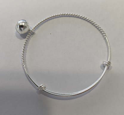 Children's Bracelets:  Sterling Silver, Adjustable, Tinkling Bell Charm Bangles
