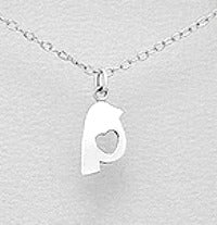 Children's Necklaces: Sterling Silver Bird with Heart Necklaces on Chain Length of your Choice
