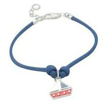 Children's Bracelets:  Boys' Blue Bracelets with Sterling Silver Fittings and Yacht Charm