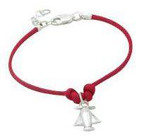 Children's Bracelets:  Boys' Red Bracelets with Sterling Silver Fittings and Plane Charm